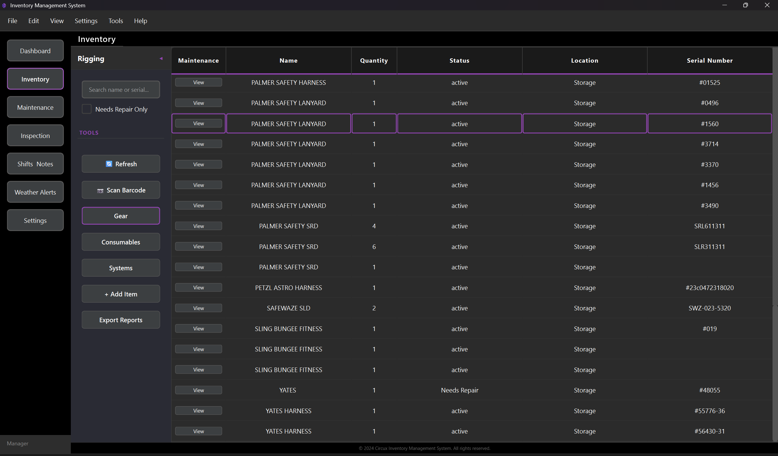 Inventory Management Screenshot